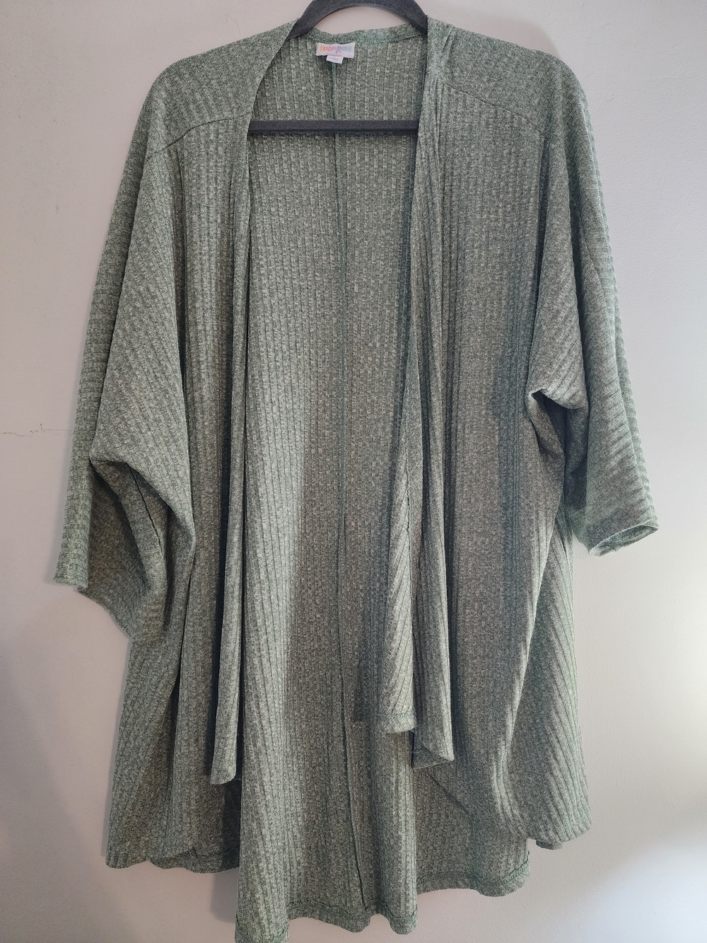 LuLaRoe Sage Green Open-Front Ribbed Cardigan Size L